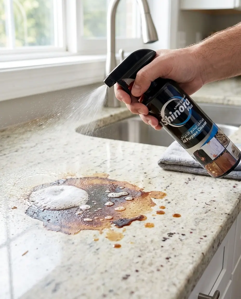 Bottle on home surface, countertop or wall